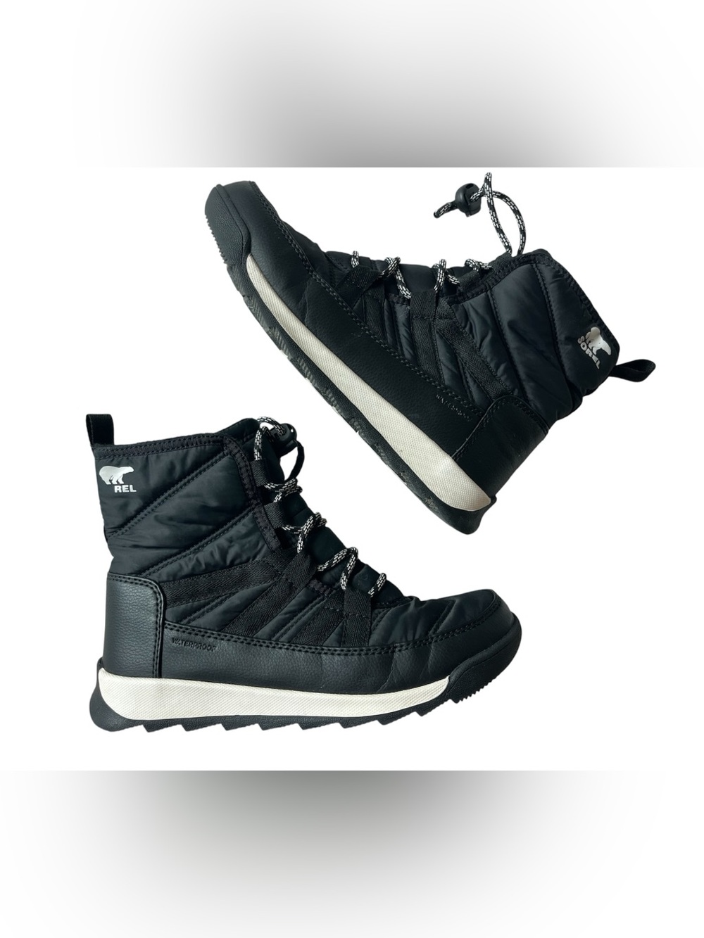 SOREL WHITNEY II SHORT LACE BLACK BOOTS WINTER SNOW SIZE 4